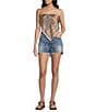 Honey & Sparkle Bandana Printed Strapless Tie Back Pointed Hem Top - Image 3