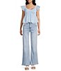 Honey & Sparkle Embroidered Eyelet Smocked Baby Doll Top - Image 3