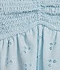 Honey & Sparkle Eyelet Printed Chiffon Smocked Butterfly Sleeve Babydoll Top, Color:Chambray - Image 4