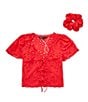 Honey & Sparkle Eyelet Short Sleeve Tie Front Blouse - Image 5