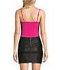 Color:Hot Pink - Image 2 - Feather Trim Pull-On Corset Top