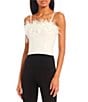 Color:Ivory - Image 1 - Feather Trim Pull-On Corset Top