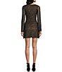Honey & Sparkle Flocked Mesh Cheetah Printed Boat Neck Long Bell Sleeve Dress, Color:Cheetah - Image 2