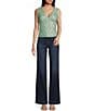Honey & Sparkle Floral Print V-Neck Sleeveless Ruffle Edge Lined Lace Top, Color:Sage/Pink - Image 3