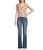 Honey & Sparkle Floral Print V-Neck Sleeveless Ruffle Edge Lined Lace Top, Color:Ivory/Red - Image 3