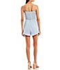 Color:Blue/Ivory - Image 2 - Gingham Ruffle Faux Wrap Romper