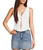 Honey & Sparkle Lace Trim Tie Front Vest, Color:White - Image 1