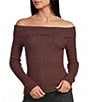 Honey & Sparkle Long Sleeve Cable Knit Off Shoulder Top - Image 1