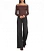 Honey & Sparkle Long Sleeve Cable Knit Off Shoulder Top - Image 3