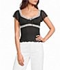 Honey & Sparkle Mesh Short Flutter Sleeve Tie Back Top - Image 1