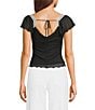 Honey & Sparkle Mesh Short Flutter Sleeve Tie Back Top - Image 2