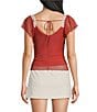 Honey & Sparkle Mesh Short Flutter Sleeve Tie Back Top - Image 2