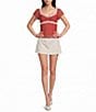 Honey & Sparkle Mesh Short Flutter Sleeve Tie Back Top - Image 3