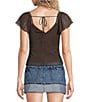 Honey & Sparkle Polka Dot Mesh Flutter Sleeve Tie Back Top - Image 2