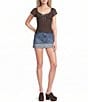 Honey & Sparkle Polka Dot Mesh Flutter Sleeve Tie Back Top - Image 3