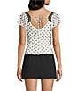 Honey & Sparkle Polka Dot Mesh Short Flutter Sleeve Tie Back Top - Image 2