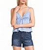 Honey & Sparkle Poplin Ruffled V-Neck Tank Top - Image 1