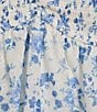 Honey & Sparkle Printed Embroidery Chiffon Smocked Butterfly Sleeve Babydoll Top, Color:Ivory/Navy - Image 4