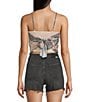 Honey & Sparkle Paisley Printed Mesh Handkerchief Hem Tank Top, Color:Tan/Black - Image 2