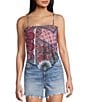 Honey & Sparkle Printed Mesh Handkerchief Hem Tank Top, Color:Red/Navy - Image 1
