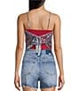 Honey & Sparkle Printed Mesh Handkerchief Hem Tank Top, Color:Red/Navy - Image 2