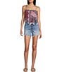 Honey & Sparkle Printed Mesh Handkerchief Hem Tank Top, Color:Red/Navy - Image 3