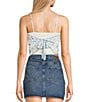 Honey & Sparkle Printed Mesh Handkerchief Hem Tank Top, Color:Ivory/Blue - Image 2