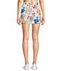 Honey & Sparkle Printed Mid Rise Elastic Waist Coordinating Shorts, Color:Ivory/Garden - Image 2