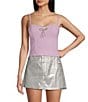 Honey & Sparkle Rhinestone Trim Tank Top, Color:Fragrant Lilac - Image 1