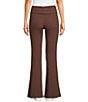 Honey & Sparkle Ribbed Mid Rise Fold Over Flare Leggings, Color:Brown - Image 2