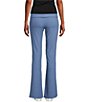 Honey & Sparkle Ribbed Mid Rise Fold Over Flare Leggings, Color:Denim - Image 2