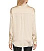 Color:Champagne - Image 2 - Satin Button Front Shirt