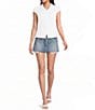 Honey & Sparkle Short Puff Sleeve Point Collar Button Front Top - Image 3