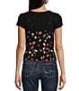 Honey & Sparkle Short Sleeve Black T-Shirt Floral Tulle Babydoll Cami Top, Color:Black/Multi - Image 2