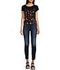 Honey & Sparkle Short Sleeve Black T-Shirt Floral Tulle Babydoll Cami Top, Color:Black/Multi - Image 3