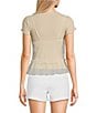 Honey & Sparkle Short Sleeve Taupe T-Shirt Layered Embroidered Tulle Babydoll Cami Top, Color:Taupe/Natural - Image 2