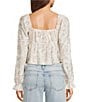 Honey & Sparkle Smocked V-Neck Long Puff Sleeve Top, Color:Off White/Mocha - Image 2