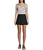 Honey & Sparkle Solid Pleated Skirt, Color:Black - Image 3