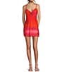 Color:Pink Red - Image 1 - Spaghetti Strap Mesh Tank With Tie Tropical Printed Dress