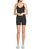 Color:Washed Black - Image 1 - Spaghetti Strap Washed Ribbed Fitted Romper