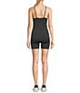 Color:Washed Black - Image 2 - Spaghetti Strap Washed Ribbed Fitted Romper