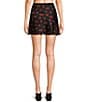 Color:Black/Red - Image 2 - Strawberry Printed Built-In Shorts Mini Skirt
