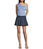 Honey & Sparkle Stripe Pleated Skirt, Color:Navy - Image 3