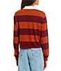 Color:Adobe/Burgundy - Image 2 - Stripe Print Long Sleeve Rugby Pullover