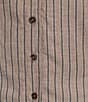 Honey & Sparkle Striped Short Puff Sleeve Collared Button Front Top - Image 5