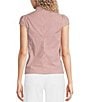 Honey & Sparkle Striped Short Puff Sleeve Point Collared Button Front Top - Image 2