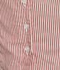 Honey & Sparkle Striped Short Puff Sleeve Point Collared Button Front Top - Image 4