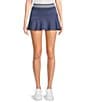 Color:Denim/White - Image 1 - Striped Waist With Asymmetrical Tier Athletic Skirt
