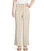 Honey & Sparkle Washed Linen Mid Rise Elastic Waist Flat Front Pants, Color:Oatmeal - Image 1