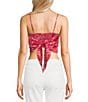 Honey & Sparkle Woven Printed Satin Spaghetti Strap Hanky Hem Top, Color:Pink/Red - Image 2